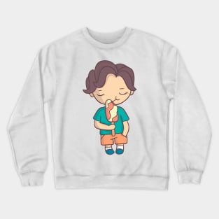 Boy eating ice-cream colored Crewneck Sweatshirt